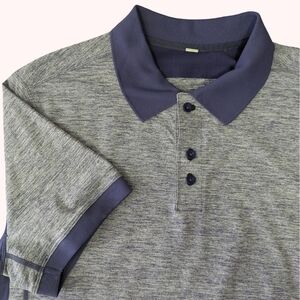 Men's Lulu Precision Polo Heathered Blue Size Large NWOT